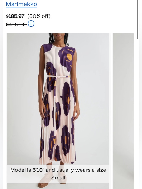 Marimekko Dresses & Skirts - Marimekko Pleated Maxi Dress in Light Pink, Dark Purple and Mustard